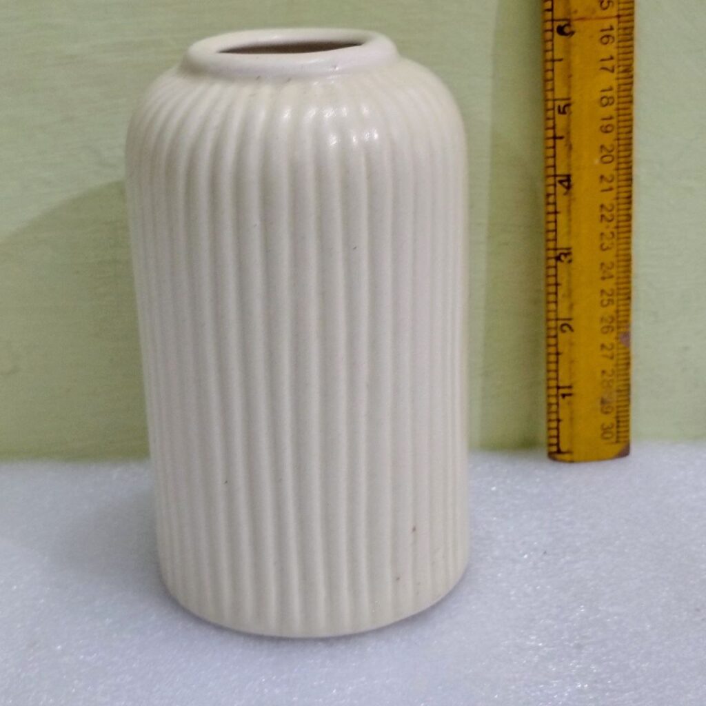 White Ceramic Ribbed Vase | Buy Online India