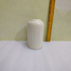 Handmade Ceramic Ribbed White Vase – Modern Table Flower Pot Truly Ceramics
