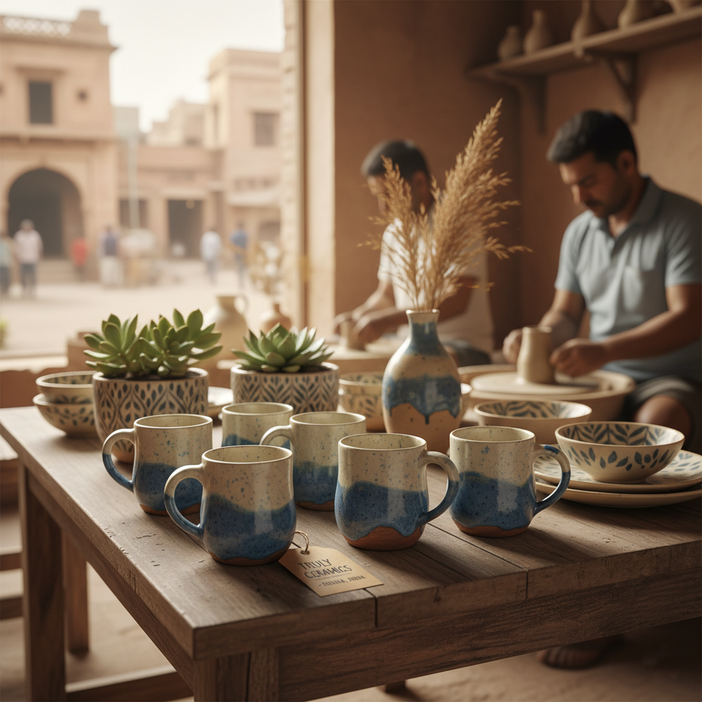 about Truly Ceramics, handmade ceramics India, Khurja pottery, buy ceramics online, ceramic mugs and vases