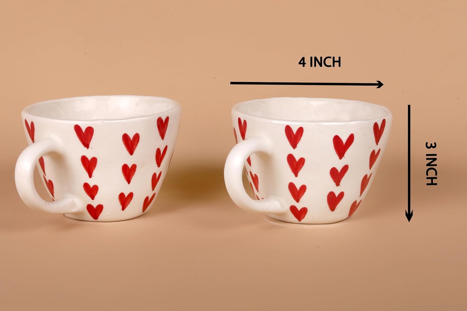 Premium 300ml Ceramic Heart Cup Close View