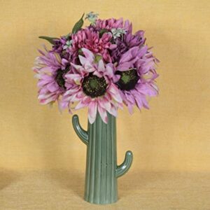 Bottom base and ribbed texture of green ceramic cactus vase