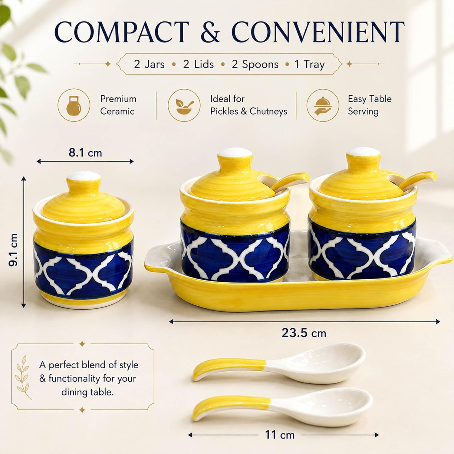 Kitchen table transformation from glass jars to elegant ceramic condiment set