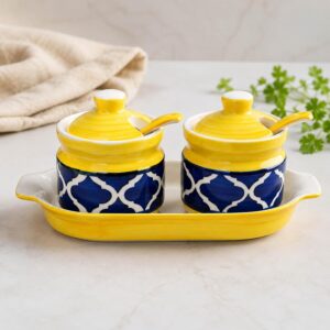 Ceramic pickle jar set used for pickles, chutneys, sugar, spices and mukhwas